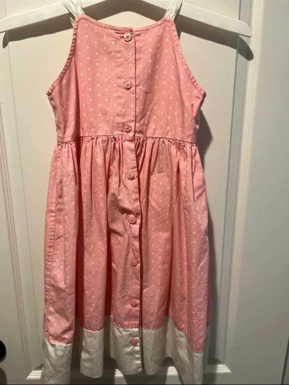 NWOT Vintage OshKosh B'gosh Pink Polka Dot Sleeveless Dress, Size 6X